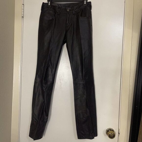 ELIE TAHARI black soft leather straight leg pants size US 2 - Picture 1 of 8